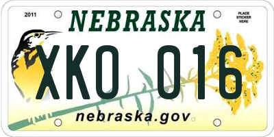 NE license plate XKO016
