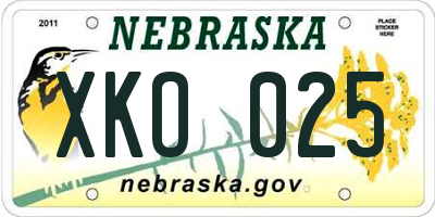 NE license plate XKO025