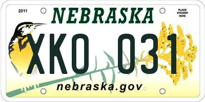 NE license plate XKO031