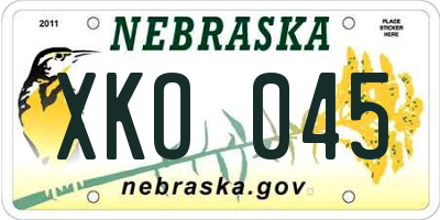 NE license plate XKO045