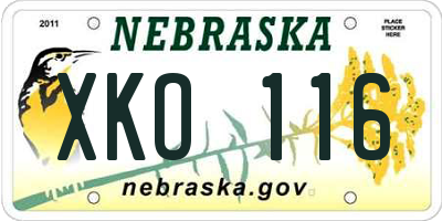 NE license plate XKO116