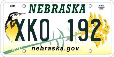 NE license plate XKO192
