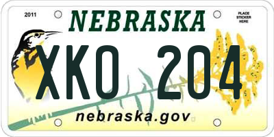 NE license plate XKO204