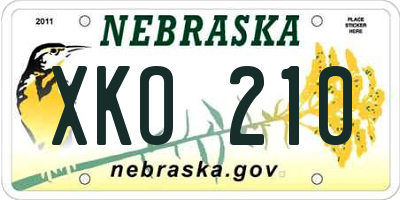 NE license plate XKO210