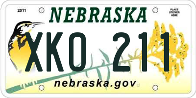 NE license plate XKO211