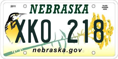 NE license plate XKO218