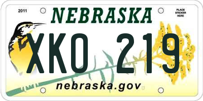 NE license plate XKO219