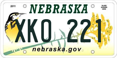 NE license plate XKO221