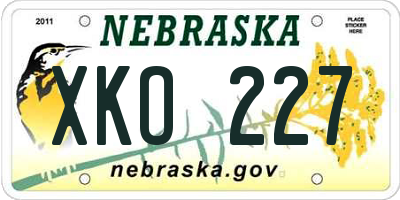 NE license plate XKO227