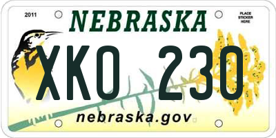 NE license plate XKO230