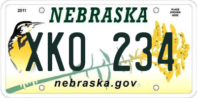 NE license plate XKO234