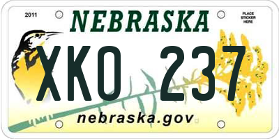 NE license plate XKO237