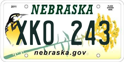 NE license plate XKO243