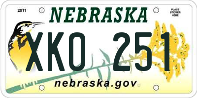 NE license plate XKO251