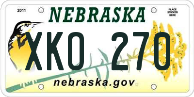 NE license plate XKO270