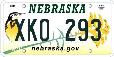 NE license plate XKO293