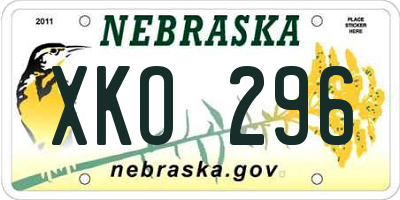 NE license plate XKO296