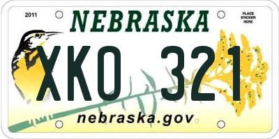 NE license plate XKO321