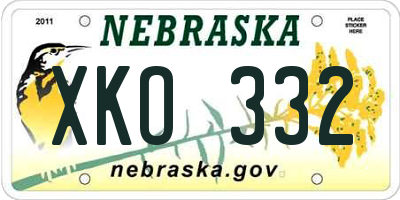 NE license plate XKO332