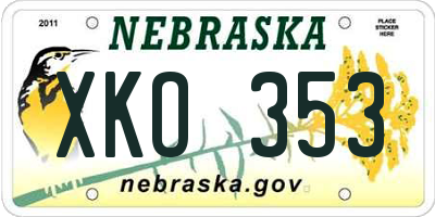 NE license plate XKO353