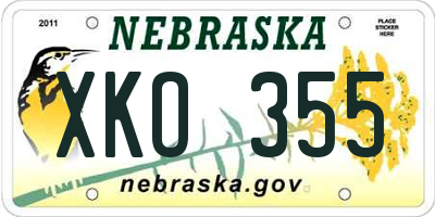NE license plate XKO355