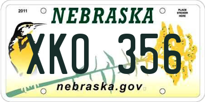NE license plate XKO356