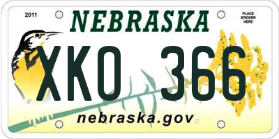 NE license plate XKO366