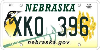 NE license plate XKO396
