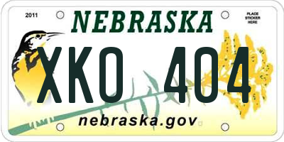 NE license plate XKO404