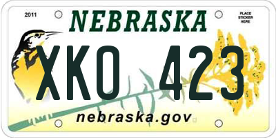NE license plate XKO423