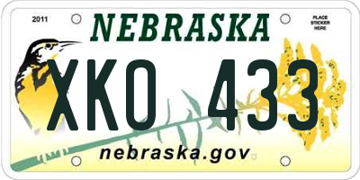 NE license plate XKO433