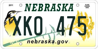 NE license plate XKO475