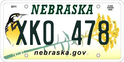 NE license plate XKO478