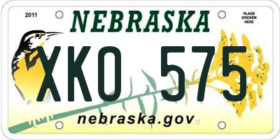 NE license plate XKO575