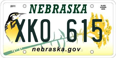 NE license plate XKO615