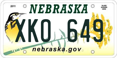 NE license plate XKO649