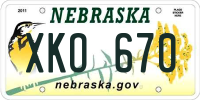 NE license plate XKO670