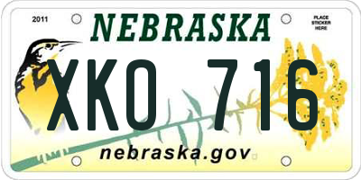 NE license plate XKO716