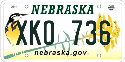 NE license plate XKO736