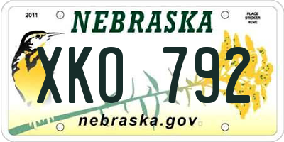 NE license plate XKO792