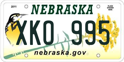 NE license plate XKO995