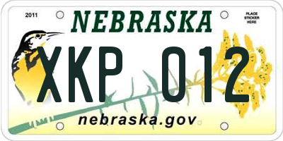 NE license plate XKP012