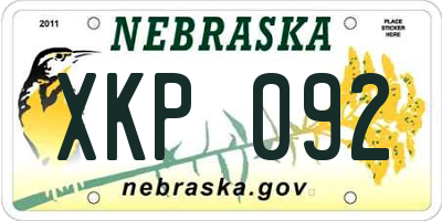 NE license plate XKP092