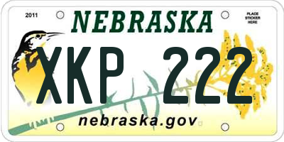 NE license plate XKP222