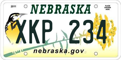 NE license plate XKP234