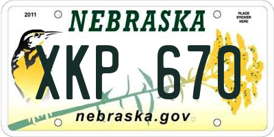 NE license plate XKP670