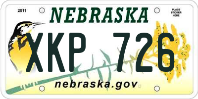 NE license plate XKP726