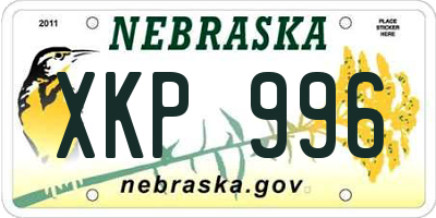NE license plate XKP996