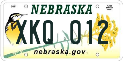 NE license plate XKQ012