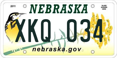NE license plate XKQ034